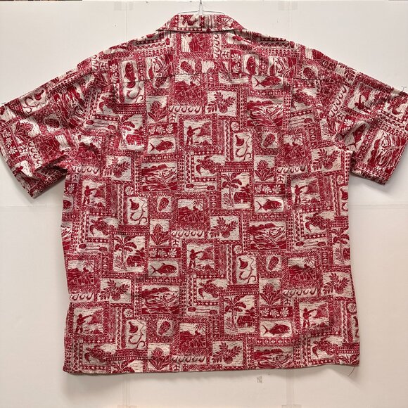 Vintage Made in Hawaii Red Tapa Aloha Shirt - Picture 7 of 7